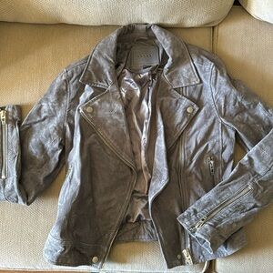 Grey suede moto jacket Small women